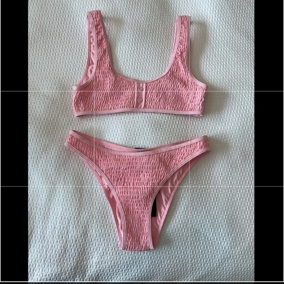 Kendall + Kylie Pink Henley Bikini Top And Bottom Set - Picture 7 of 16